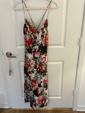 Floral Midi Length Dress, cross back straps